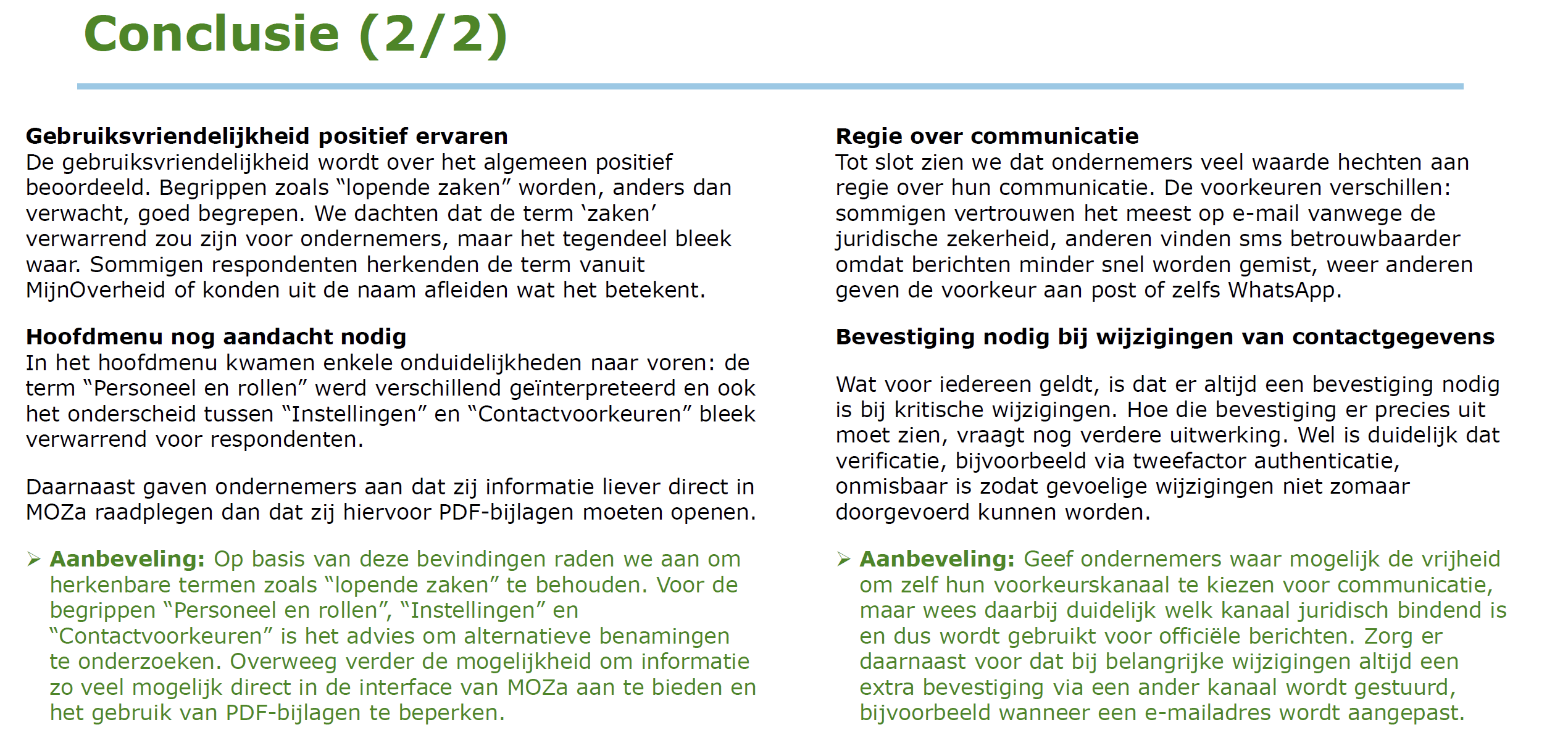 Conclusie 2 uit gebruikersonderzoek fase 1